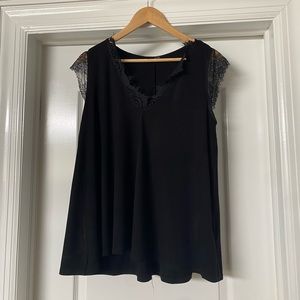 Black top with lace trim - women’s size L